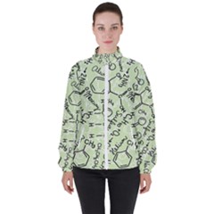 Multicolored Chemical Bond Illustration Chemistry Formula Science Women s High Neck Windbreaker by Salman4z