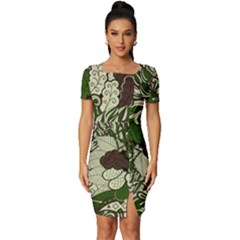 Texture Ornament Pattern Seamless Paisley Fitted Knot Split End Bodycon Dress by Salman4z