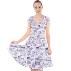 White Printer Paper With Text Overlay Humor Dark Humor Infographics Cap Sleeve Front Wrap Midi Dress by Salman4z