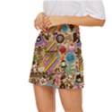 Multicolored Doodle Art Wallpaper Mini Front Wrap Skirt View2