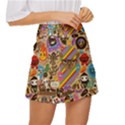 Multicolored Doodle Art Wallpaper Mini Front Wrap Skirt View3