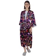 Funny Monster Mouths Maxi Satin Kimono by Salman4z