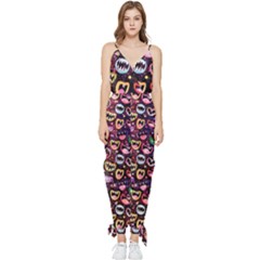 Funny Monster Mouths Sleeveless Tie Ankle Chiffon Jumpsuit by Salman4z