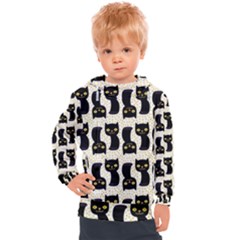 Black Cats And Dots Koteto Cat Pattern Kitty Kids  Hooded Pullover by Salman4z