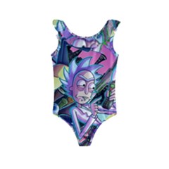 Rick And Morty Time Travel Ultra Kids  Frill Swimsuit by Salman4z