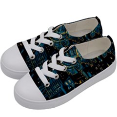 Hogwarts Castle Van Gogh Kids  Low Top Canvas Sneakers by Salman4z