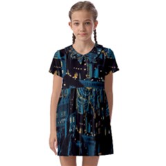 Hogwarts Castle Van Gogh Kids  Asymmetric Collar Dress by Salman4z