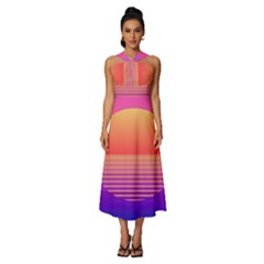 Sunset Summer Time Sleeveless Cross Front Cocktail Midi Chiffon Dress by Salman4z