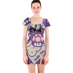 Retro Cartoon Hello Titty Parody Short Sleeve Bodycon Dress by Salman4z