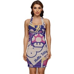 Retro Cartoon Hello Titty Parody Sleeveless Wide Square Neckline Ruched Bodycon Dress by Salman4z