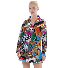 Cartoon Explosion Cartoon Characters Funny Women s Long Sleeve Casual Dress by Salman4z