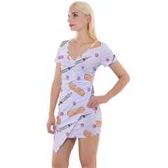 Medicine Short Sleeve Asymmetric Mini Dress by SychEva