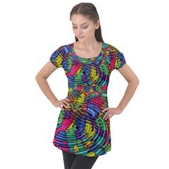 Waves Particles Vibration Atom Physics Technology Puff Sleeve Tunic Top by Jancukart