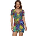 Waves Particles Vibration Atom Physics Technology Low Cut Cap Sleeve Mini Dress View1