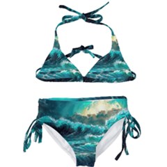 Tsunami Waves Ocean Sea Nautical Nature Water 5 Kids  Classic Bikini Set by Jancukart