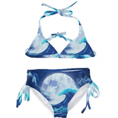 Waves Ocean Sea Tsunami Nautical 7 Kids  Classic Bikini Set by Jancukart