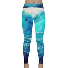 Tsunami Waves Ocean Sea Nautical Nature Water Nature Classic Yoga Leggings by Jancukart