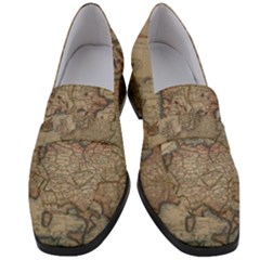Vintage Europe Map Women s Chunky Heel Loafers by Sudheng