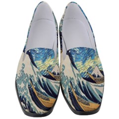 The Great Wave Of Kanagawa Painting Starry Night Van Gogh Women s Classic Loafer Heels by Sudheng