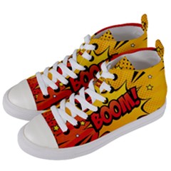 Explosion Boom Pop Art Style Women s Mid-top Canvas Sneakers by Sudheng