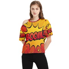 Explosion Boom Pop Art Style One Shoulder Cut Out Tee by Sudheng