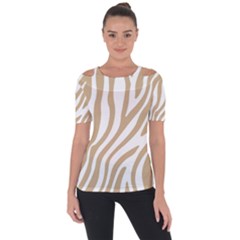 Brown Zebra Vibes Animal Print  Shoulder Cut Out Short Sleeve Top by ConteMonfrey