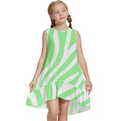 Green Zebra Vibes Animal Print  Kids  Frill Swing Dress by ConteMonfrey