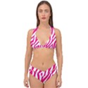 Pink Fucsia Zebra Vibes Animal Print Double Strap Halter Bikini Set View1