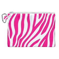 Pink Fucsia Zebra Vibes Animal Print Canvas Cosmetic Bag (xl) by ConteMonfrey