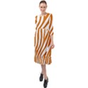 Orange Zebra Vibes Animal Print   Ruffle End Midi Chiffon Dress View1