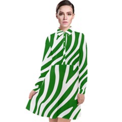 Dark Green Zebra Vibes Animal Print Long Sleeve Chiffon Shirt Dress by ConteMonfrey