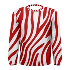 Red Zebra Vibes Animal Print  Men s Long Sleeve Tee by ConteMonfrey