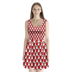 Red And White Cat Paws Split Back Mini Dress  by ConteMonfrey