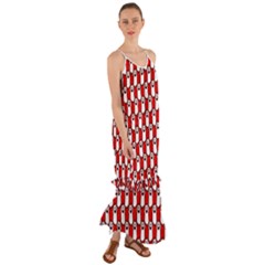 Red And White Cat Paws Cami Maxi Ruffle Chiffon Dress by ConteMonfrey