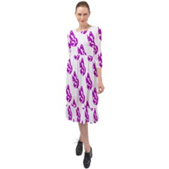 Purple Butterflies On Their Own Way  Ruffle End Midi Chiffon Dress by ConteMonfrey