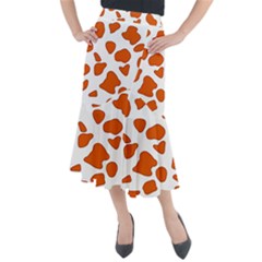 Orange Cow Dots Midi Mermaid Skirt by ConteMonfrey