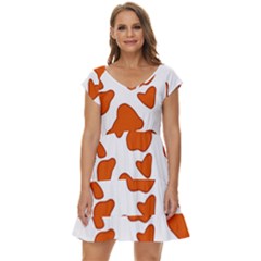 Orange Cow Dots Short Sleeve Tiered Mini Dress by ConteMonfrey