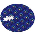 Blue Neon Squares - Modern Abstract Wooden Puzzle Round View3