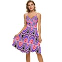 Pink, blue, black, purple Tones Pop Art  Sleeveless Tie Front Chiffon Dress View1