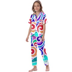 Crazy Pop Art - Doodle Circles   Kids  Satin Short Sleeve Pajamas Set by ConteMonfrey