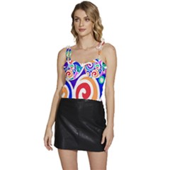 Crazy Pop Art - Doodle Circles   Flowy Camisole Tie Up Top by ConteMonfrey