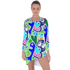 Crazy Pop Art - Doodle Skulls  Asymmetric Cut-out Shift Dress by ConteMonfrey