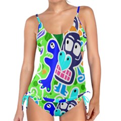 Crazy Pop Art - Doodle Skulls  Tankini Set by ConteMonfrey