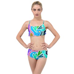 Crazy Pop Art - Doodle Hearts   Layered Top Bikini Set by ConteMonfrey