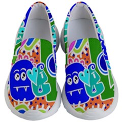 Crazy Pop Art - Doodle Buddies  Kids Lightweight Slip Ons by ConteMonfrey