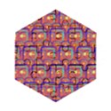 Pink Yellow Neon Squares - Modern Abstract Wooden Puzzle Hexagon View1