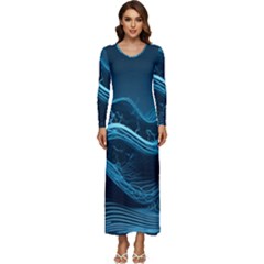 Technology Computer Background (1) Long Sleeve Longline Maxi Dress by Simbadda