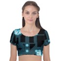 A Completely Seamless Background Design Circuitry Velvet Short Sleeve Crop Top  View1