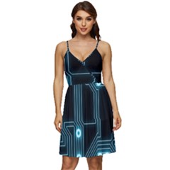 A Completely Seamless Background Design Circuitry V-neck Pocket Summer Dress  by Amaryn4rt