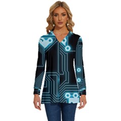 A Completely Seamless Background Design Circuitry Long Sleeve Drawstring Hooded Top by Amaryn4rt